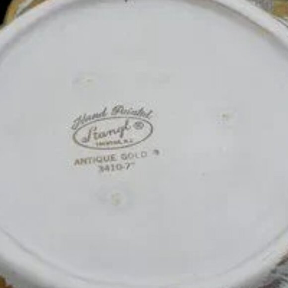 Vintage MCM Stangl Hand Painted Antique Gold Art Pottery Floral Bowl - Picture 10 of 10